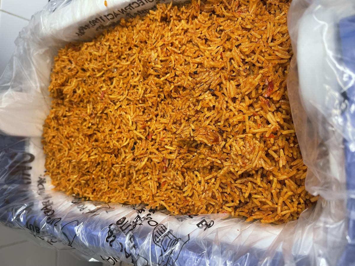 Cooler of Jollof rice