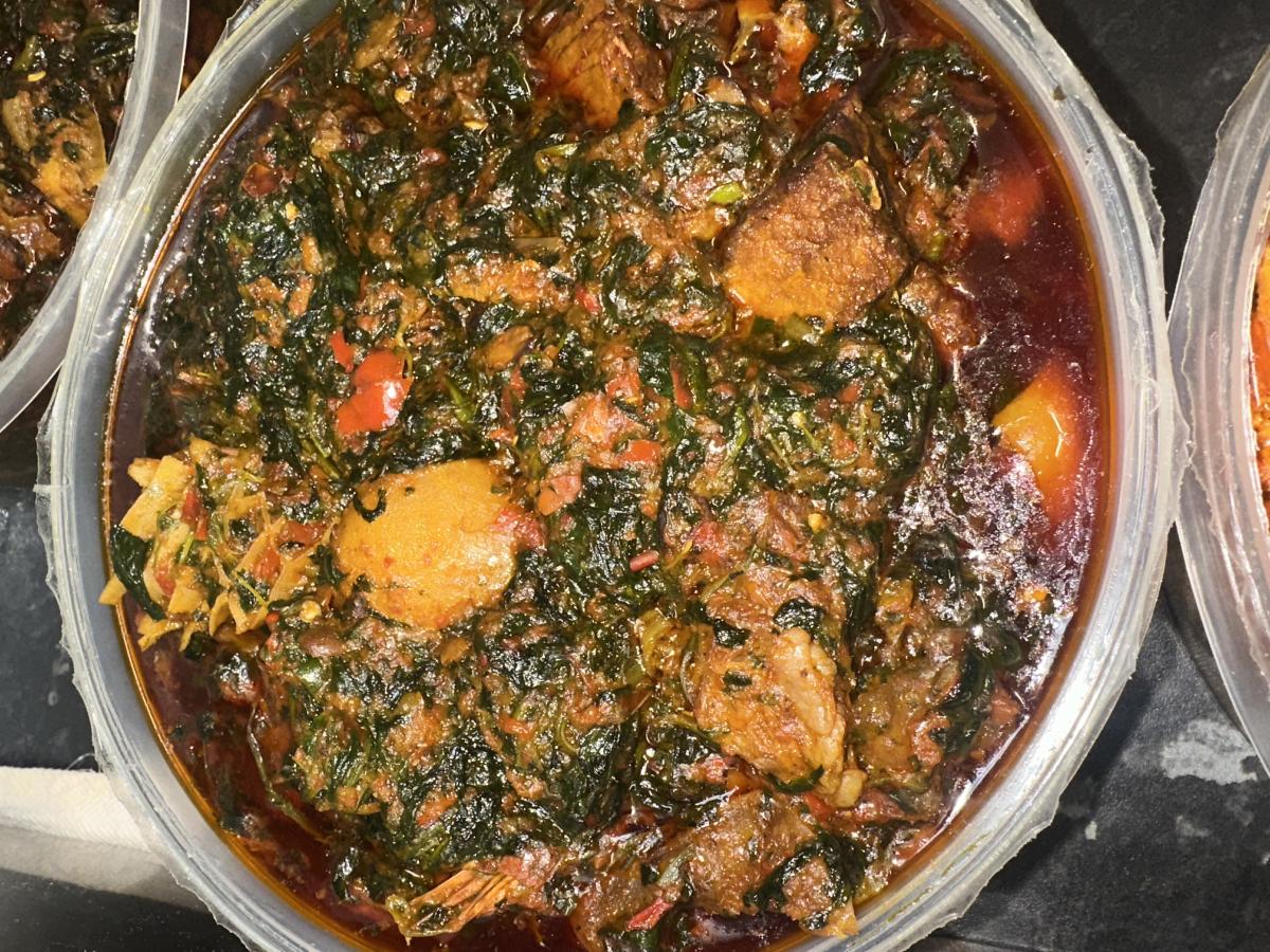 1000 Efo riro with assorted meat 
